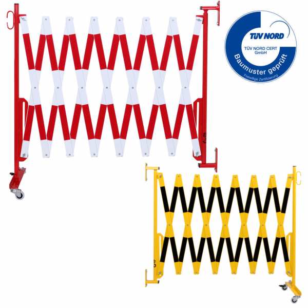 Scherengitter aus Stahl mit Rollen und Wandbefestigung