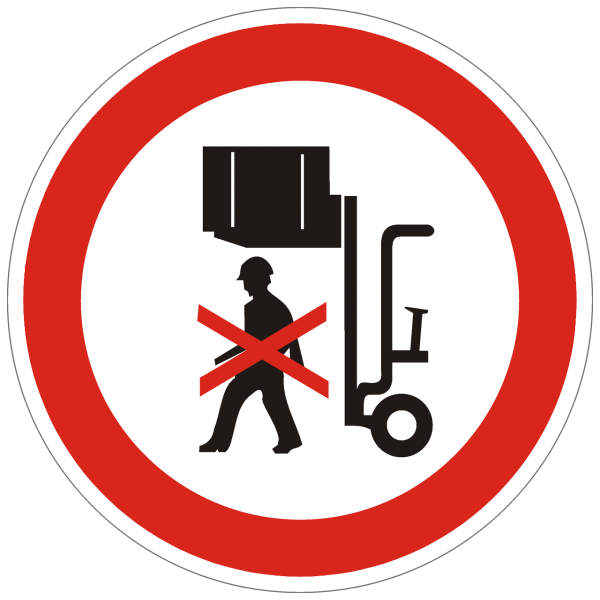 Verbotszeichen Nicht unter angehobene Lasten treten