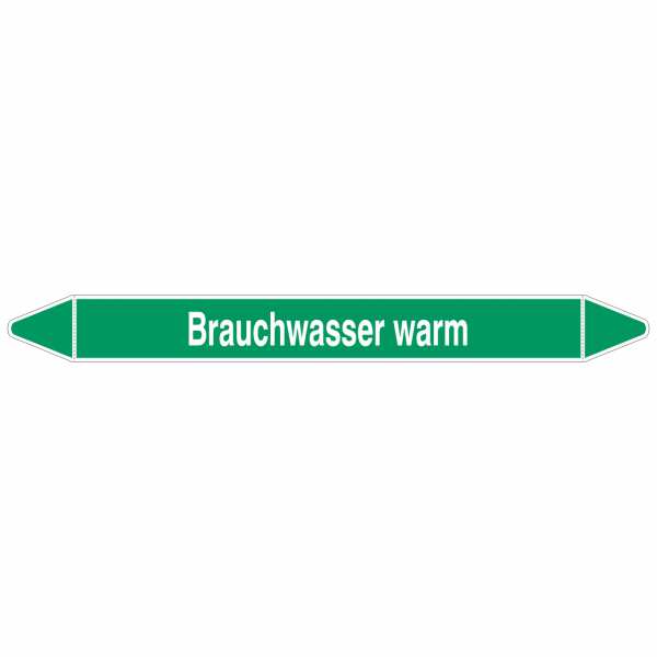 Brady Rohrmarkierer mit Text Brauchwasser warm