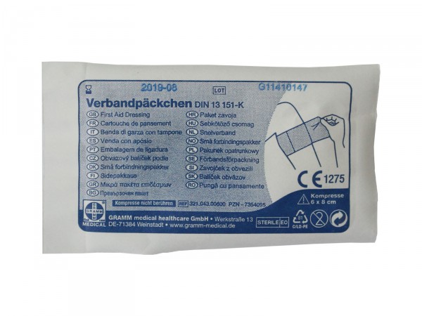 Verbandpäckchen klein, gemäß DIN 13151, 60x80 mm