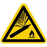 Warnzeichen Warnung vor Gasflaschen nach ISO 7010 (W029)