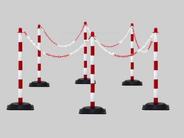 Kettenpfosten-Set aus Kunststoff rot-weiß