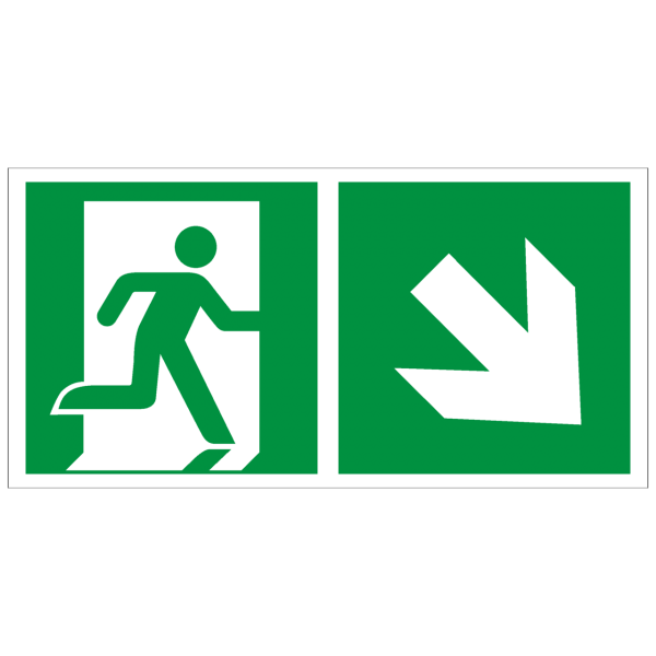 Rettungszeichen Rettungsweg rechts abwärts nach ISO 7010 (E002) / ASR A1.3