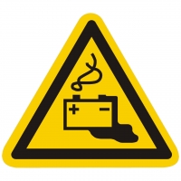 Warnzeichen Warnung vor Gefahren durch das Aufladen von Batterien