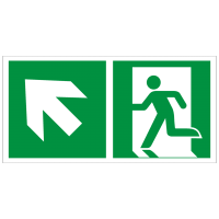 Rettungszeichen Rettungsweg - Notausgang links aufwärts nach ISO 7010 (E001) / ASR A1.3