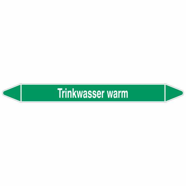 Brady Rohrmarkierer mit Text Trinkwasser warm