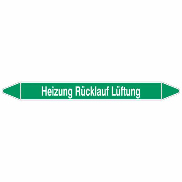 Brady Rohrmarkierer mit Text Heizung Rücklauf Lüftung