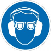 Gebotszeichen Gehör- und Augenschutz benutzen
