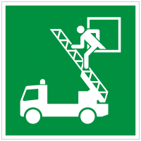 Rettungszeichen Rettungsausstieg nach ISO 7010 (E017) / ASR A1.3