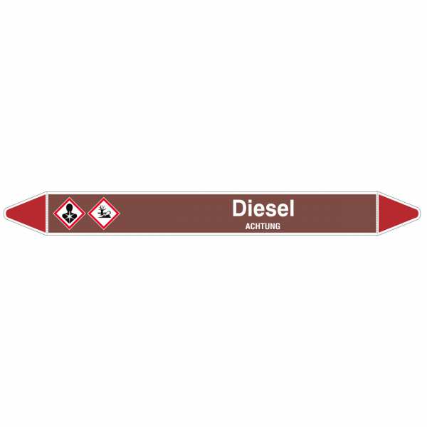 Brady Rohrmarkierer mit Text Diesel - ACHTUNG