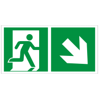 Rettungszeichen Rettungsweg rechts abwärts nach ISO 7010 (E002) / ASR A1.3