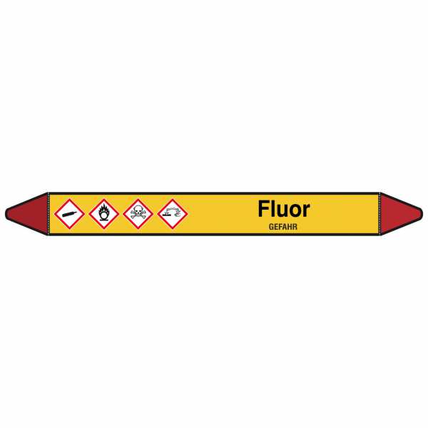 Brady Rohrmarkierer mit Text Fluor - GEFAHR