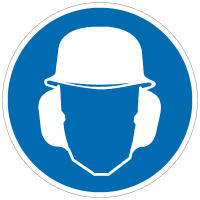 Gebotszeichen Gehör- und Kopfschutz benutzen