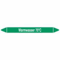 Brady Rohrmarkierer mit Text Warmwasser 70°C