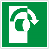 Rettungszeichen Öffnung durch Rechtsdrehung nach ISO 7010 (E019) / ASR A1.3
