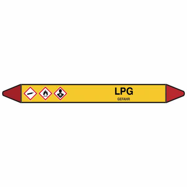 Brady Rohrmarkierer mit Text LPG - GEFAHR