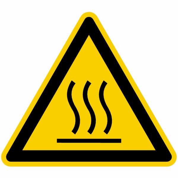 Warnzeichen Warnung vor heißer Oberfläche nach BGV A8 (W26)