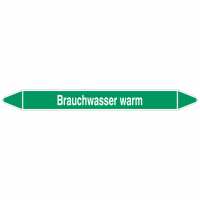 Brady Rohrmarkierer mit Text Brauchwasser warm