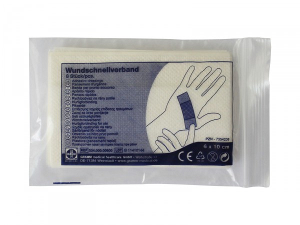 Wundschnellverband nach DIN 13019-E, 8 Stk. à 6x10cm