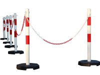 Kettenpfosten 6er-Set aus Stahl, rot-weiß