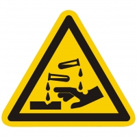 Warnzeichen Warnung vor ätzenden Stoffen nach ISO 7010 (W023)