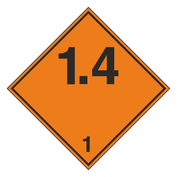 Gefahrzettel Explosive Stoffe und Gegenstände mit Explosivstoff Klasse 1.4