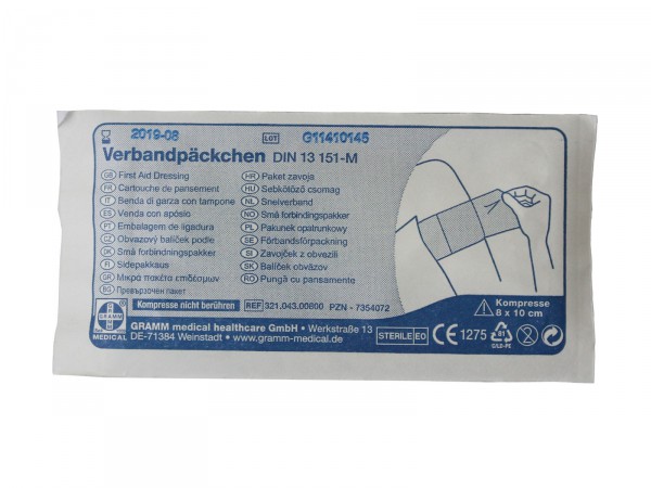 Verbandpäckchen mittel, gemäß DIN 13151, 80x100 mm