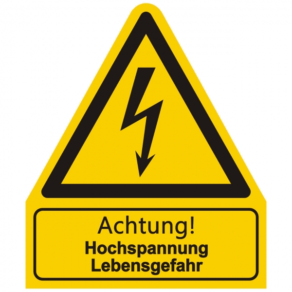 Kombischild Warnzeichen mit Text Achtung! Hochspannung Lebensgefahr