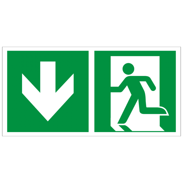 Rettungszeichen Rettungsweg abwärts gehen nach ISO 7010 (E001) ASR A1.3