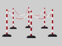 Kettenpfosten-Set aus Kunststoff rot-weiß