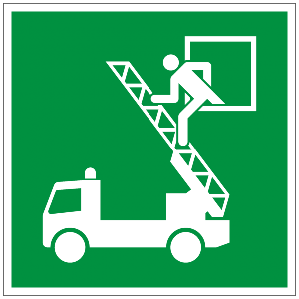 Rettungszeichen Rettungsausstieg nach ISO 7010 (E017) / ASR A1.3