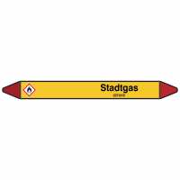 Brady Rohrmarkierer mit Text Stadtgas - GEFAHR