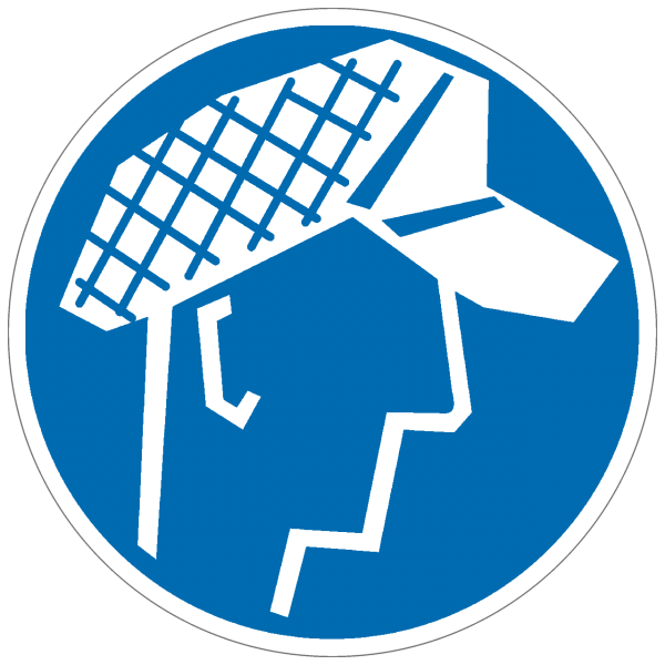 Gebotszeichen Schutzhaube tragen