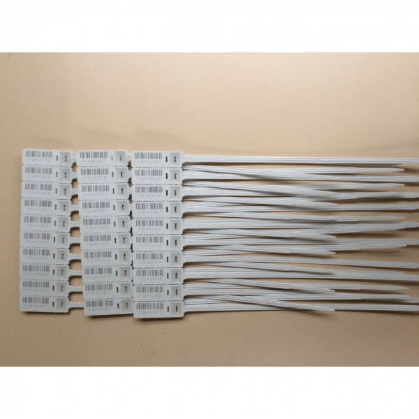 Durchziehplombe Pull-Up S412 L, weiß, mit Barcode 128