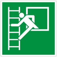 Rettungszeichen Notausstieg mit Fluchtleiter nach ISO 7010 (E016) / ASR A1.3
