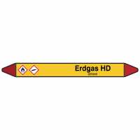 Brady Rohrmarkierer mit Text Erdgas HD - GEFAHR