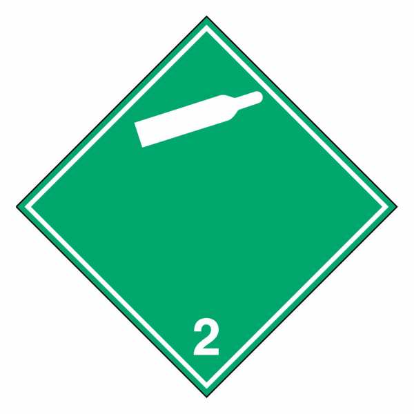 Gefahrzettel Nicht entzündbare, nicht giftige Gase (weiße Gasflasche) Klasse 2.2