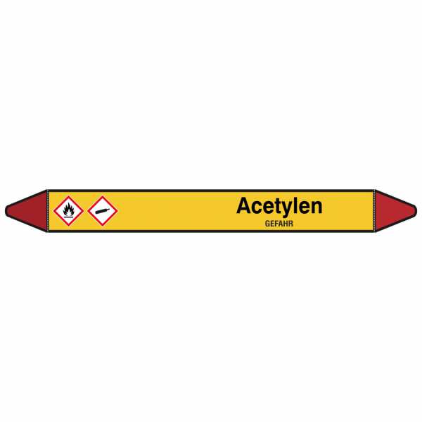 Brady Rohrmarkierer mit Text Acetylen - GEFAHR