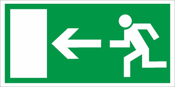 Rettungszeichen Rettungsweg links nach BGV A8 (E13)