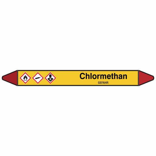 Brady Rohrmarkierer mit Text Chlormethan - GEFAHR