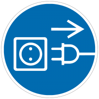 Gebotszeichen Vor Öffnen Netzstecker ziehen nach BGV A8 (M13)