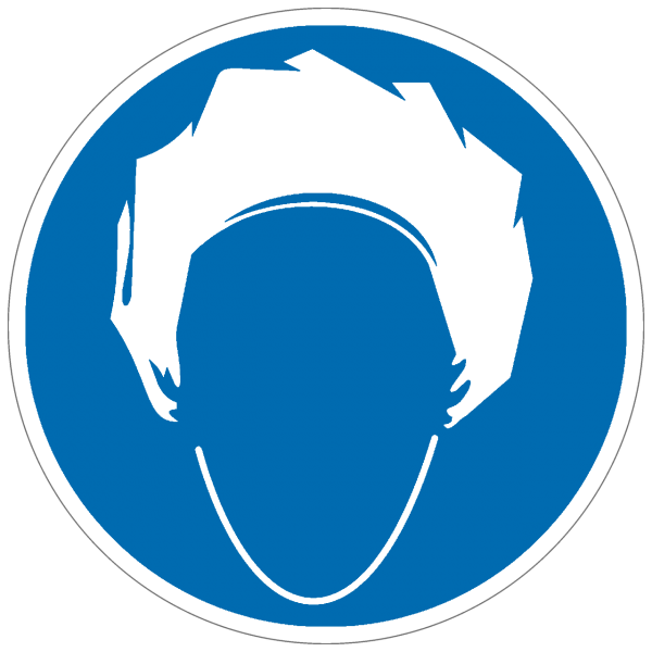 Gebotszeichen Kopfhaube tragen