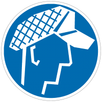 Gebotszeichen Schutzhaube tragen