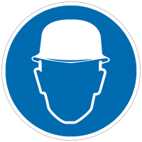 Gebotszeichen  Kopfschutz benutzen nach BGV A8 (M02)