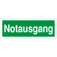 Rettungszeichen mit Text Notausgang