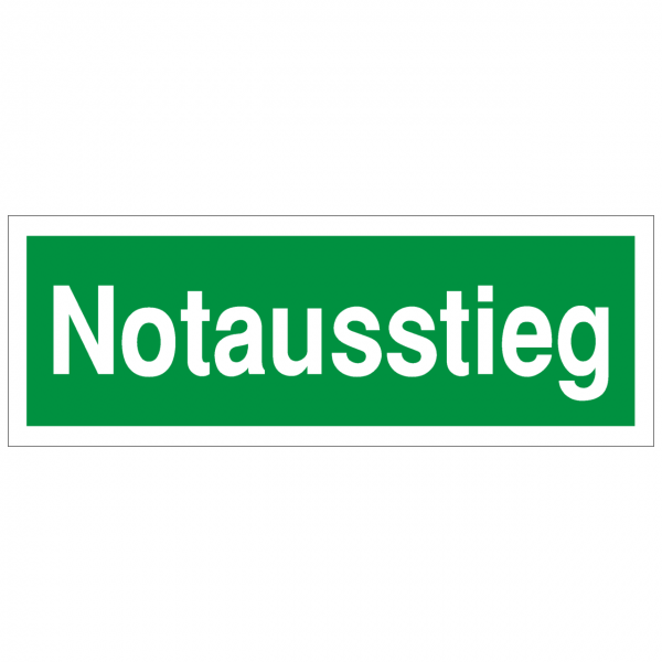 Rettungszeichen mit Text Notausstieg