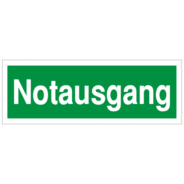 Rettungszeichen mit Text Notausgang