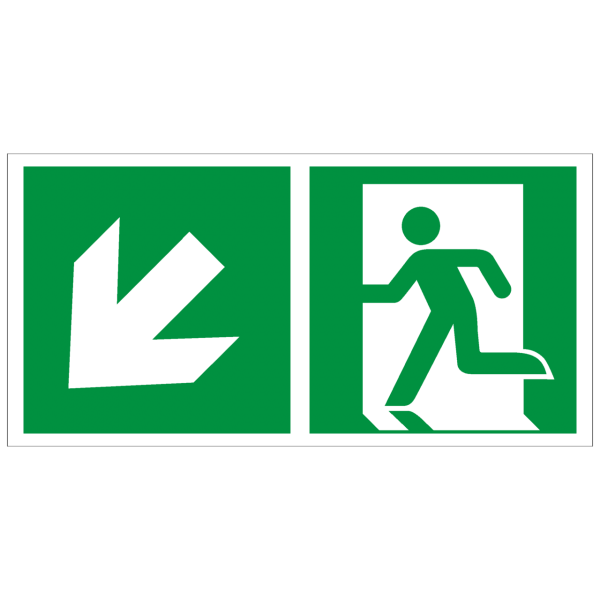 Rettungszeichen Rettungsweg links abwärts nach ISO 7010 (E001) ASR A1.3