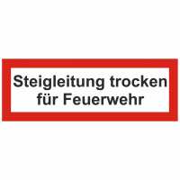 Brandschutzschild mit Text Steigleitung trocken für Feuerwehr
