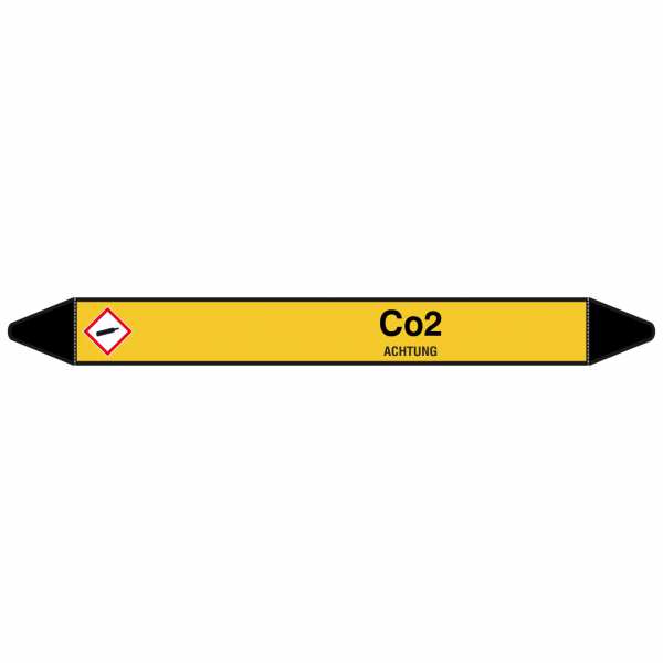 Brady Rohrmarkierer mit Text CO2 - ACHTUNG